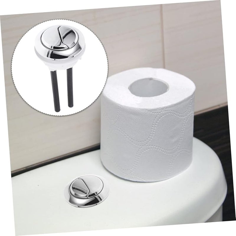 Veemoon Dual Push Toilet Flush Button Silver Replacement for Round Water Tanks Easy to Install - Image 2